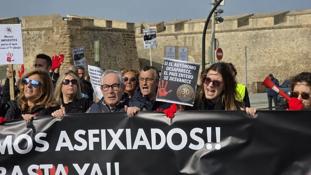 Cabecera de la manifestaci&oacute;n convocada por la Plataforma por la Dignidad de los Aut&oacute;nomos 30N. / Mar&iacute;a Palacios