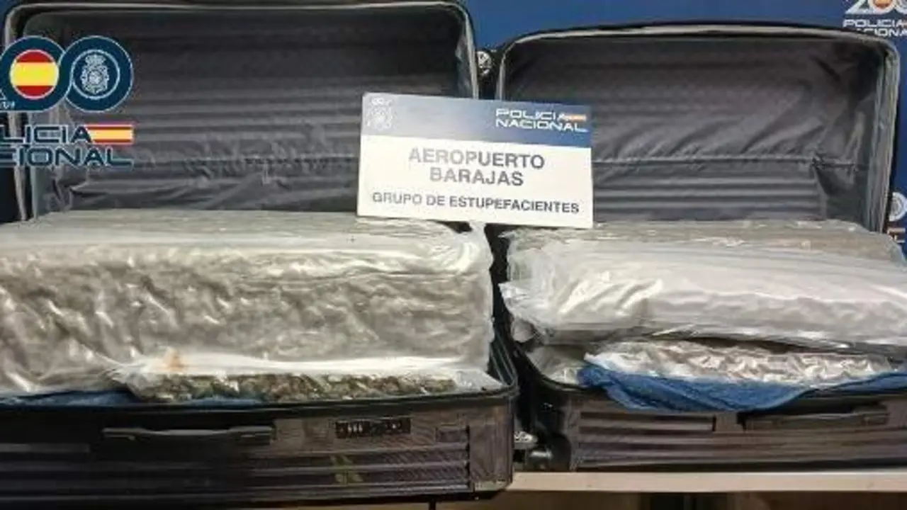 Maleta con sustancias estupefacientes incautada en el aeropuerto Adolfo Su&aacute;rez-Madrid Barajas. | Europa Press.
