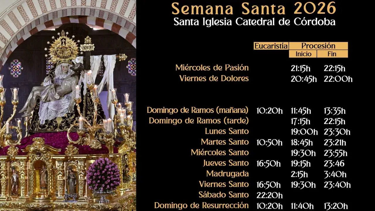 Horario de las retransmisiones de la Semana Santa de C&oacute;rdoba.
