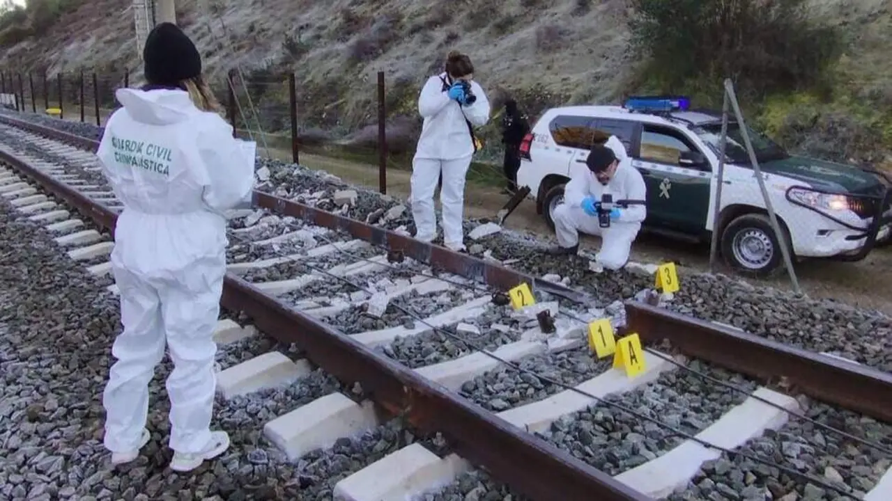 Agentes de la Guardia Civil inspeccionan la v&iacute;a. | Europa Press.