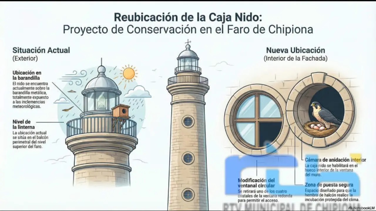 Boceto del cambio de ubicaci&oacute;n del nido en el faro.