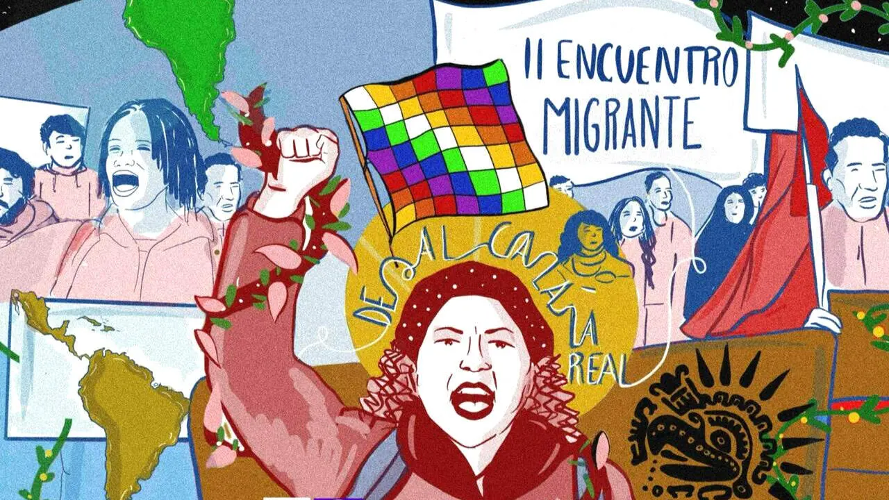 Detalle del cartel del II Encuentro Migrante de Alcal&aacute;.