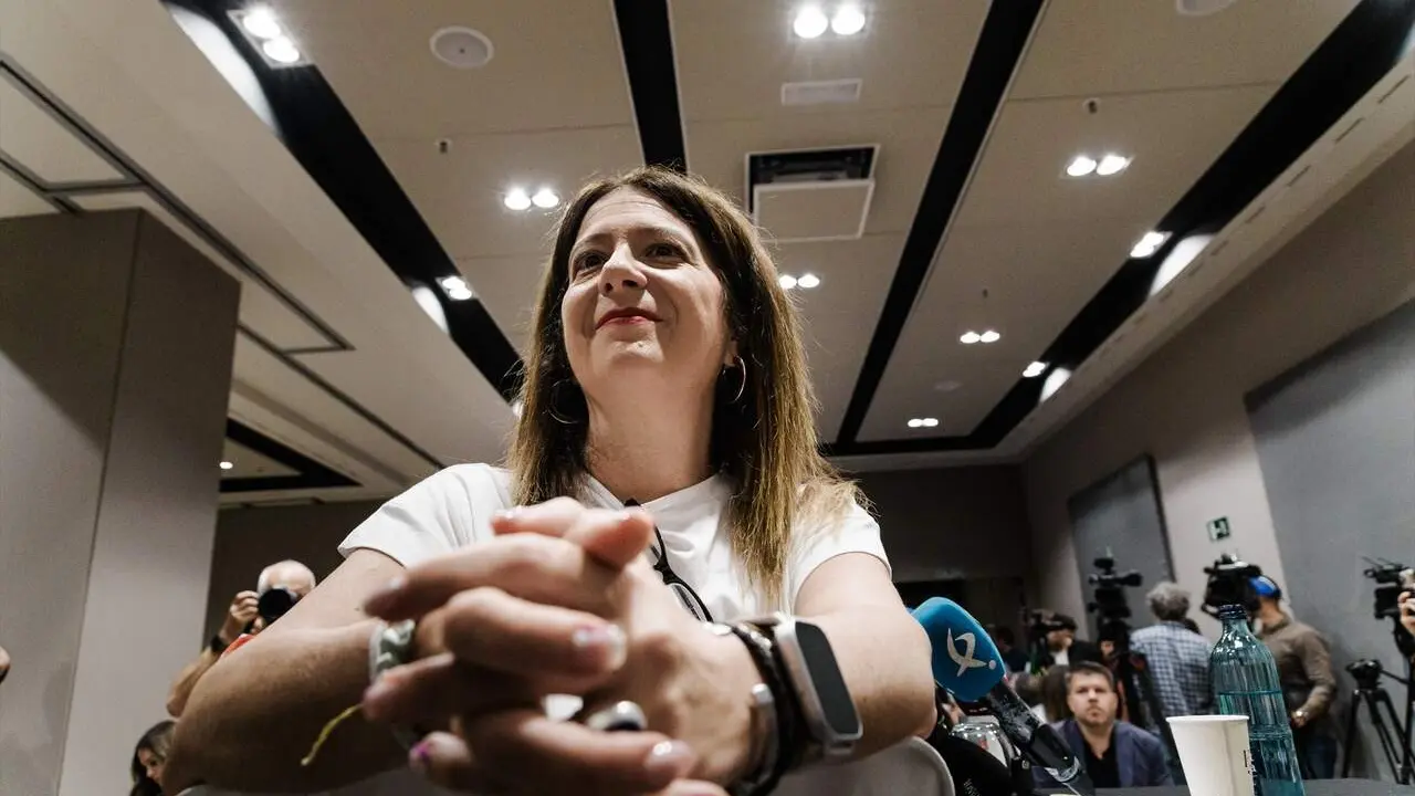 Leire D&iacute;ez durante una rueda de prensa. | EP