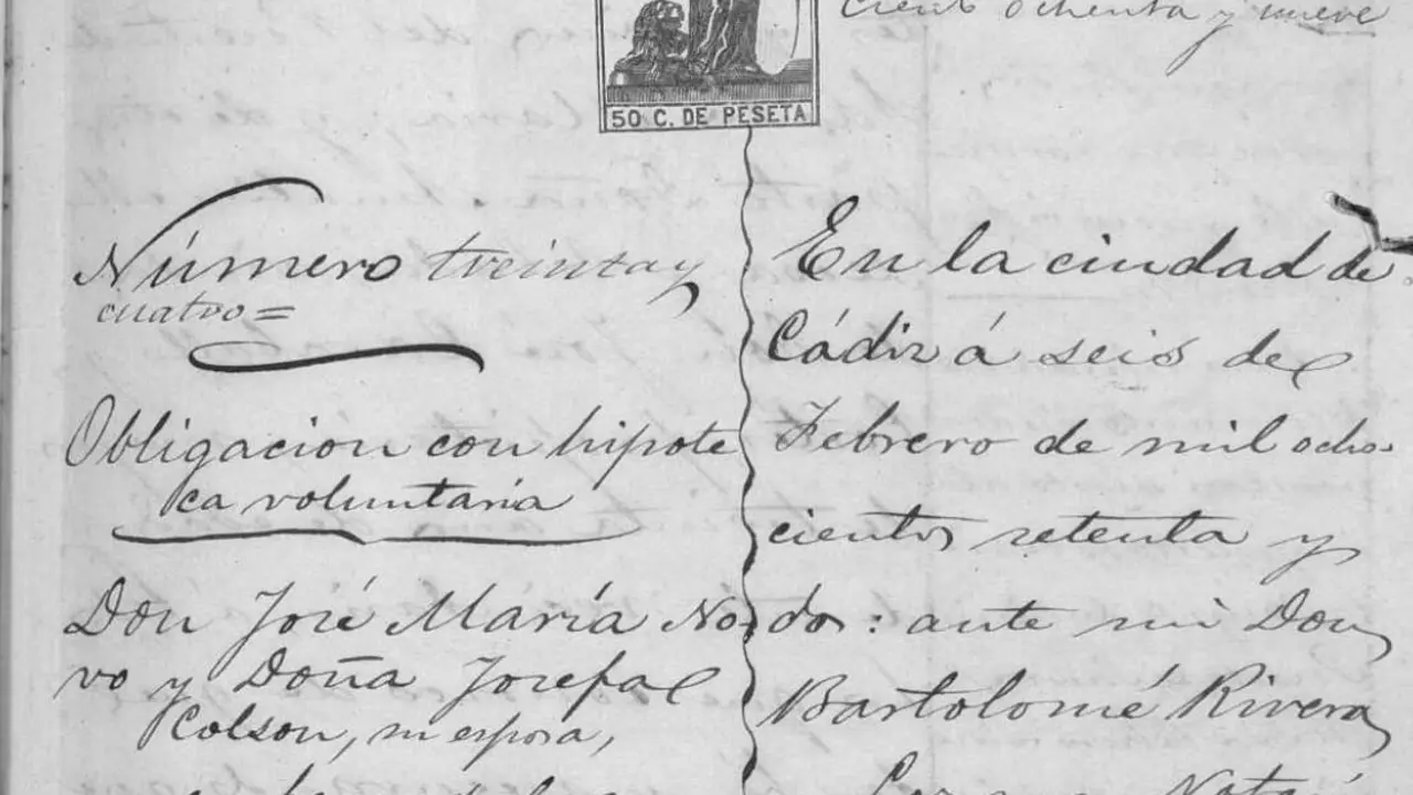Encabezado del documento notarial de 1872.
