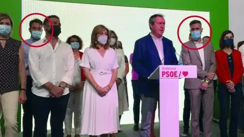 Felipe Sicilia (derecha) y Juan Francisco Serrano, en la comparecencia de Juan Espadas. - VIVA JA&Eacute;N