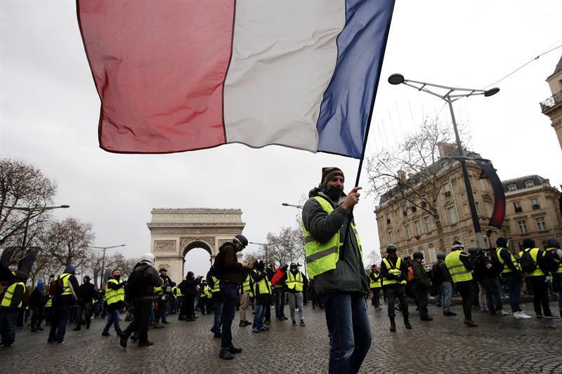 Protesta en París de los chalecos amarillos.