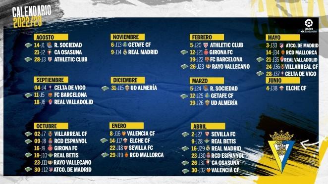 Calendario Cádiz CF.