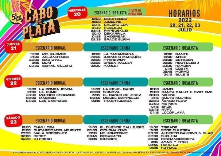 Horarios Cabo de Plata.
