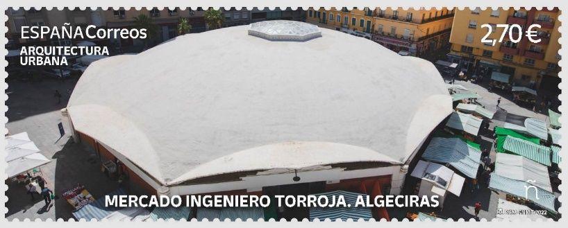 El sello del Mercado Ingeniero Torroja, de Algeciras.