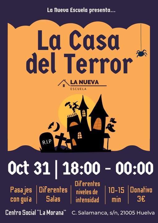 Cartel de La Casa del Terror en La Morana. 