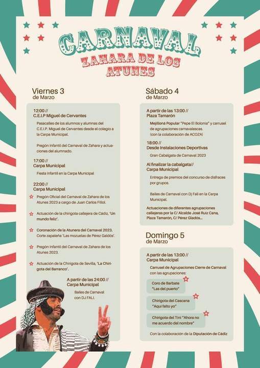 Programación del Carnaval de Zahara 2023.