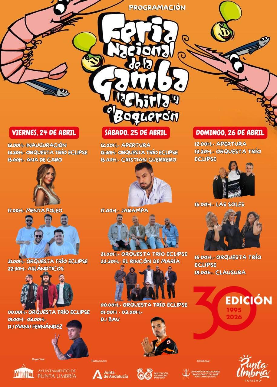 La Feria de la Gamba de Punta cumple 30 años con un completo programa para celebrarlo. | Ayto. Punta Umbría.
